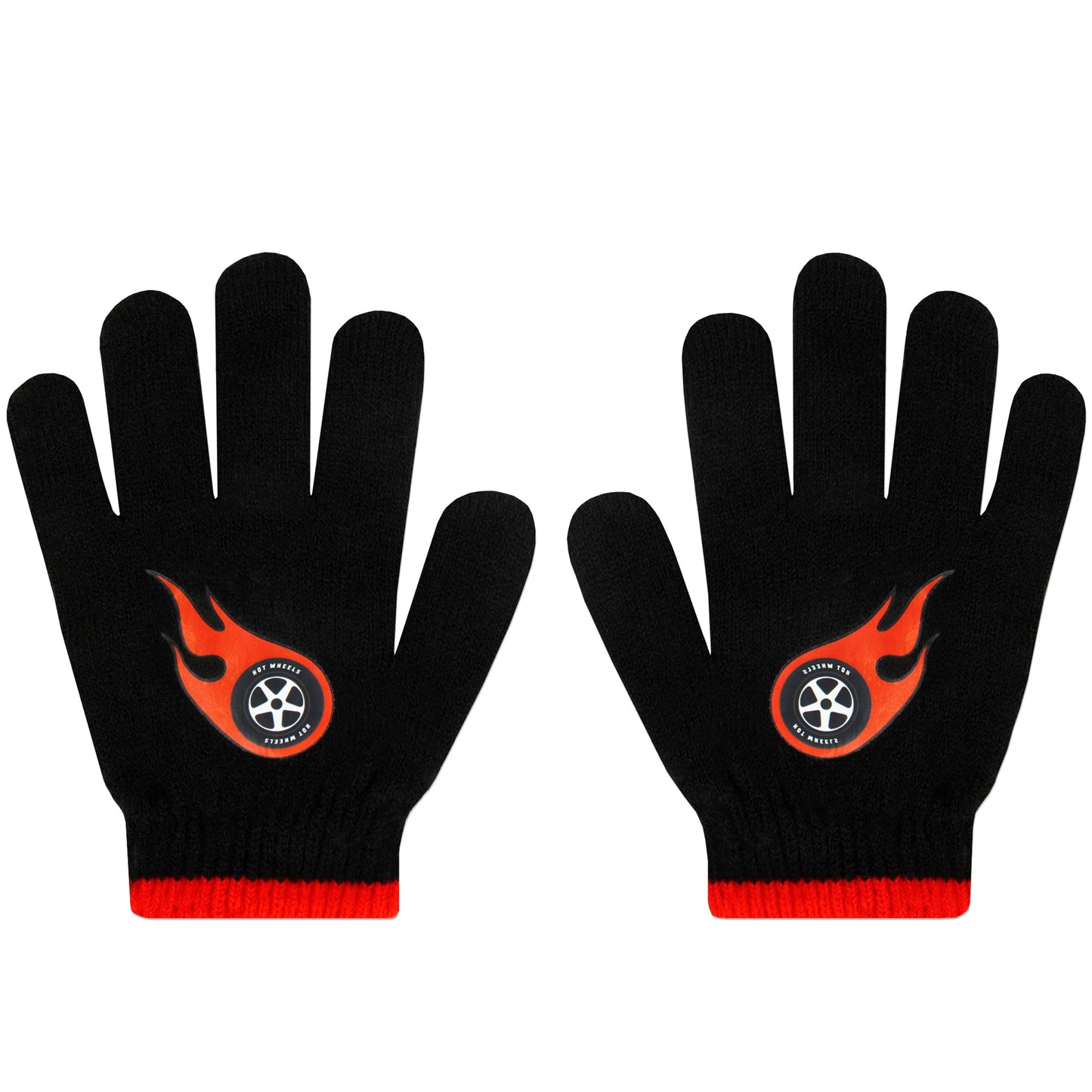 Hot Wheels Kids Hat And Gloves Set | Race Car Winter Hats For Kids | Boys Hat And Gloves Set | One Size Black
