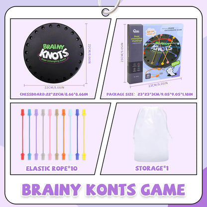 Starnearby Brainy Knots Game, Rope Challenge Puzzle Game Twisted Rope Untangling Table, 2 to 4 Players Logic Strategy Board Game for Kids and Adults, Interactive Game Rope Challenge Sorting Toys