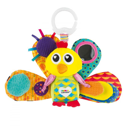 LAMAZE Jacques the Peacock clip-on baby toy for pram and pushchair, sensory toy for newborns 0-6 months.