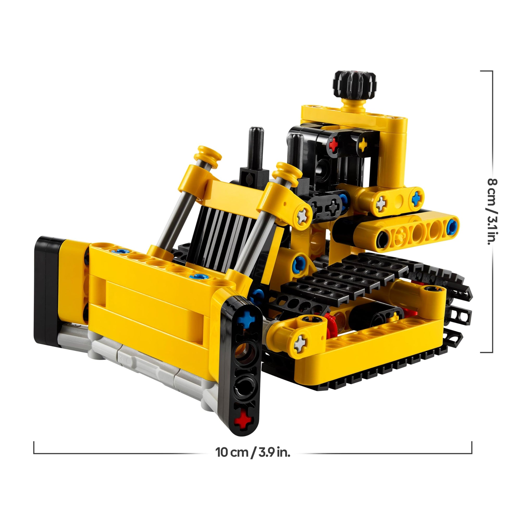 LEGO Technic Heavy-Duty Bulldozer set with realistic features for kids' imaginative construction play.