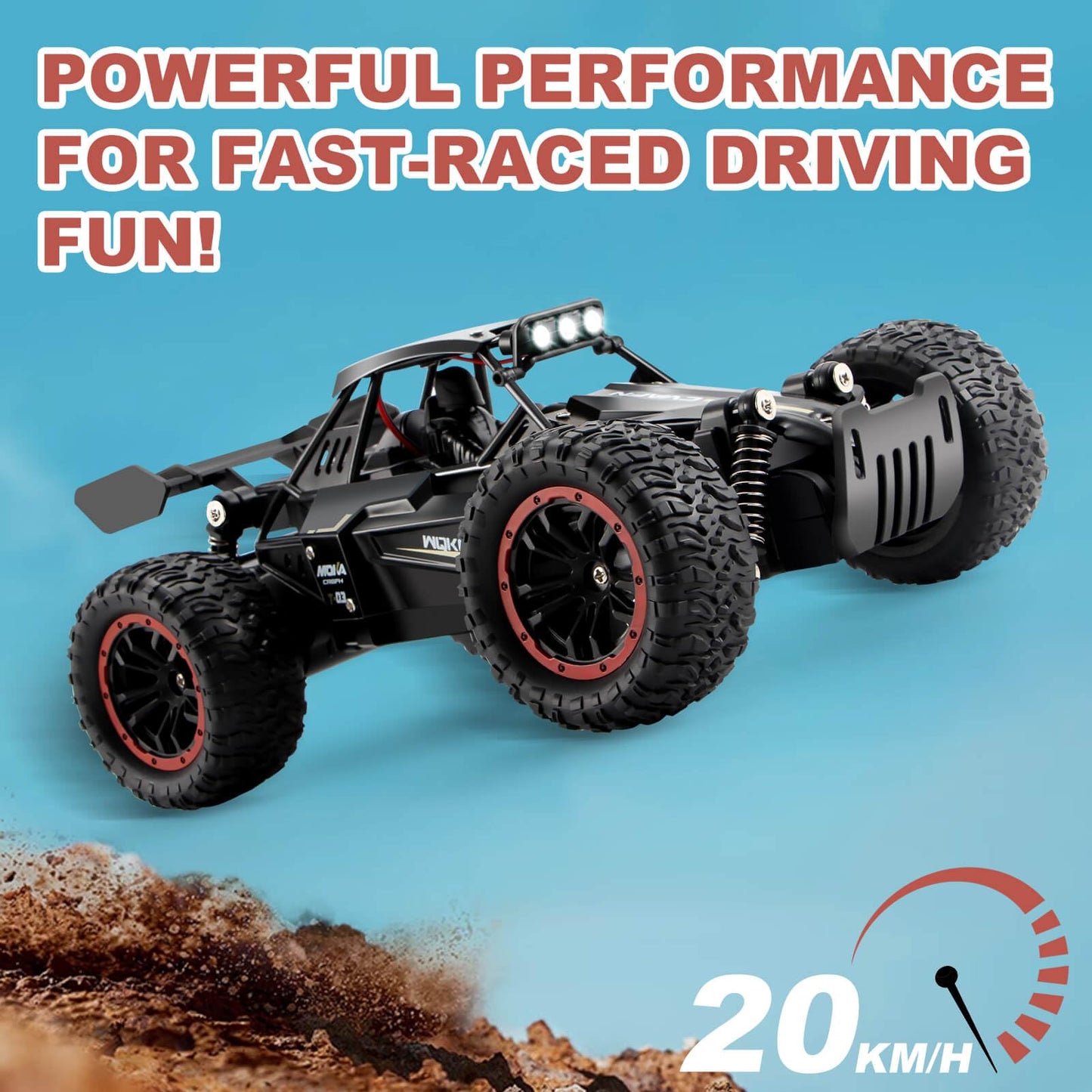 Jiakora Remote Control Cars, 2.4GHz High-Speed RC Car for Kids, 1:16 Scale 2WD Off-Road Monster Truck with 3 Batteries for 60min Playtime, Electric Remote Control Vehicle Toys for Age 3+ Boys & Girls