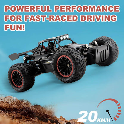 Jiakora Remote Control Cars, 2.4GHz High-Speed RC Car for Kids, 1:16 Scale 2WD Off-Road Monster Truck with 3 Batteries for 60min Playtime, Electric Remote Control Vehicle Toys for Age 3+ Boys & Girls