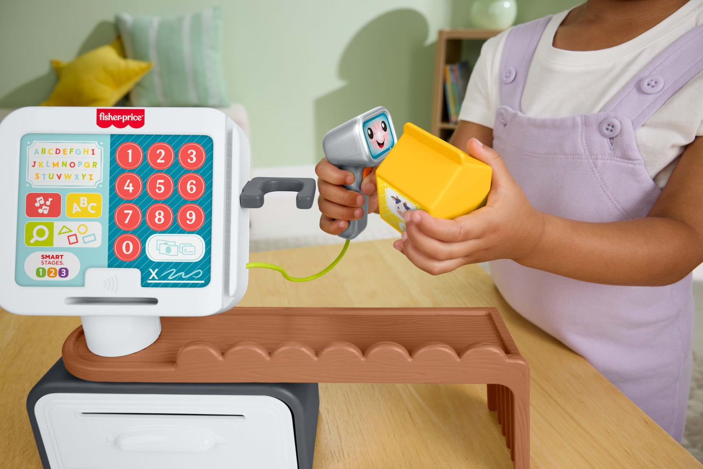 Fisher-Price Toddler Learning Toy Laugh & Learn Count & Shop Cash Register Play Store with 20 Pieces for Ages 2+ Years, Multilanguage Version, JGW97