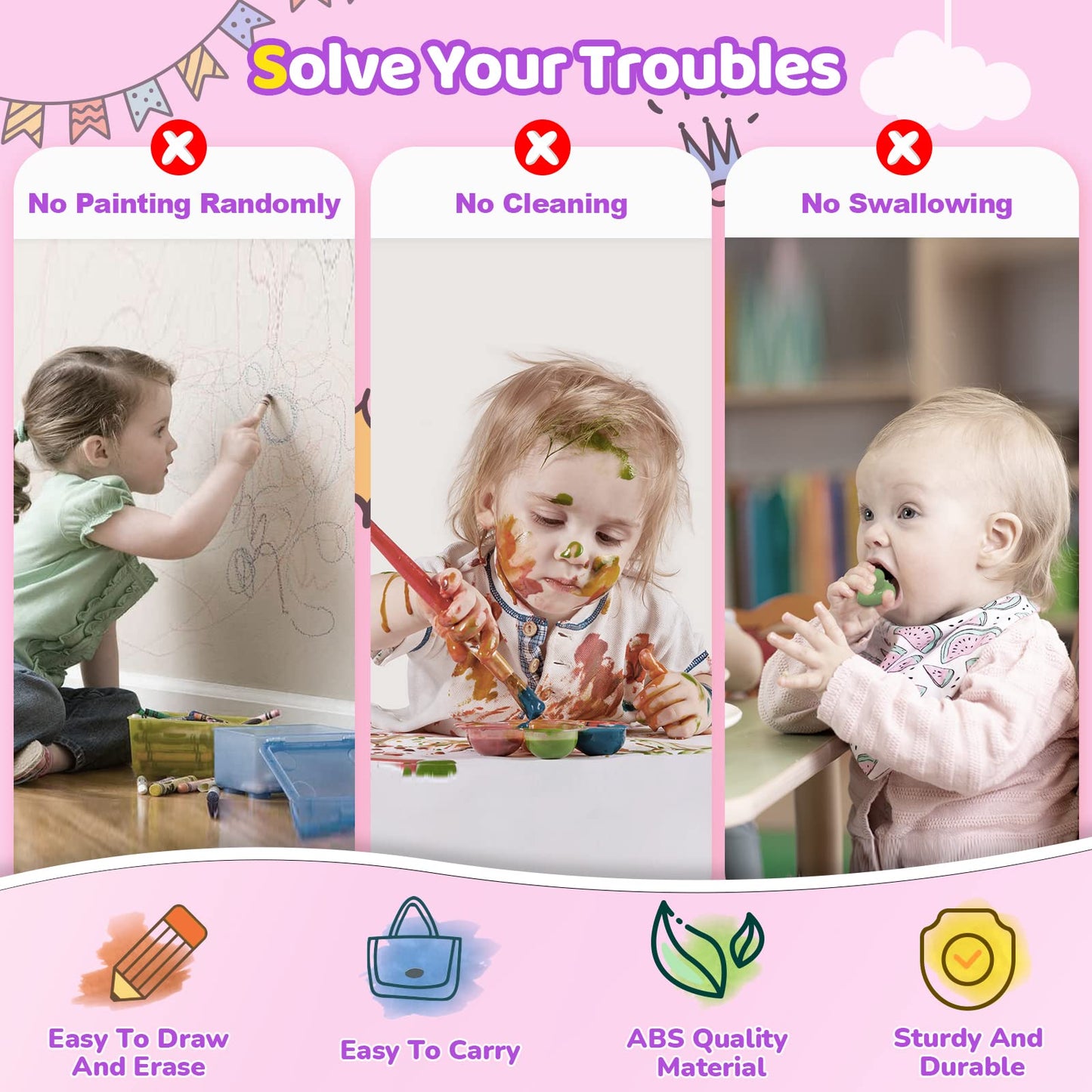 Kikidex Magnetic Drawing Board for 1-3 year old Kids, Girl Toys for Toddlers, Birthday for 1 2 3 Year Old, Etch a Sketch for Kids, Doodle Board for Age 1-3 (Purple)