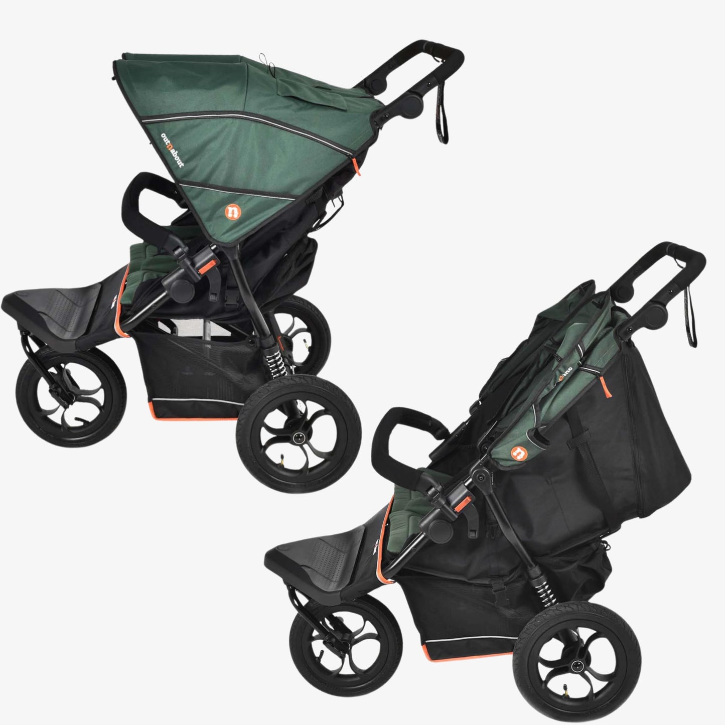 Out’n’About Nipper Double V6 Pushchair | Lightweight All-Terrain Twin Buggy with Raincover, 12” Air-Filled Wheels & Compact Fold | Side-by-Side Double Stroller for Newborn to Toddler - Sycamore Green