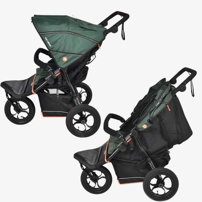 Out’n’About Nipper Double V6 Pushchair | Lightweight All-Terrain Twin Buggy with Raincover, 12” Air-Filled Wheels & Compact Fold | Side-by-Side Double Stroller for Newborn to Toddler - Sycamore Green