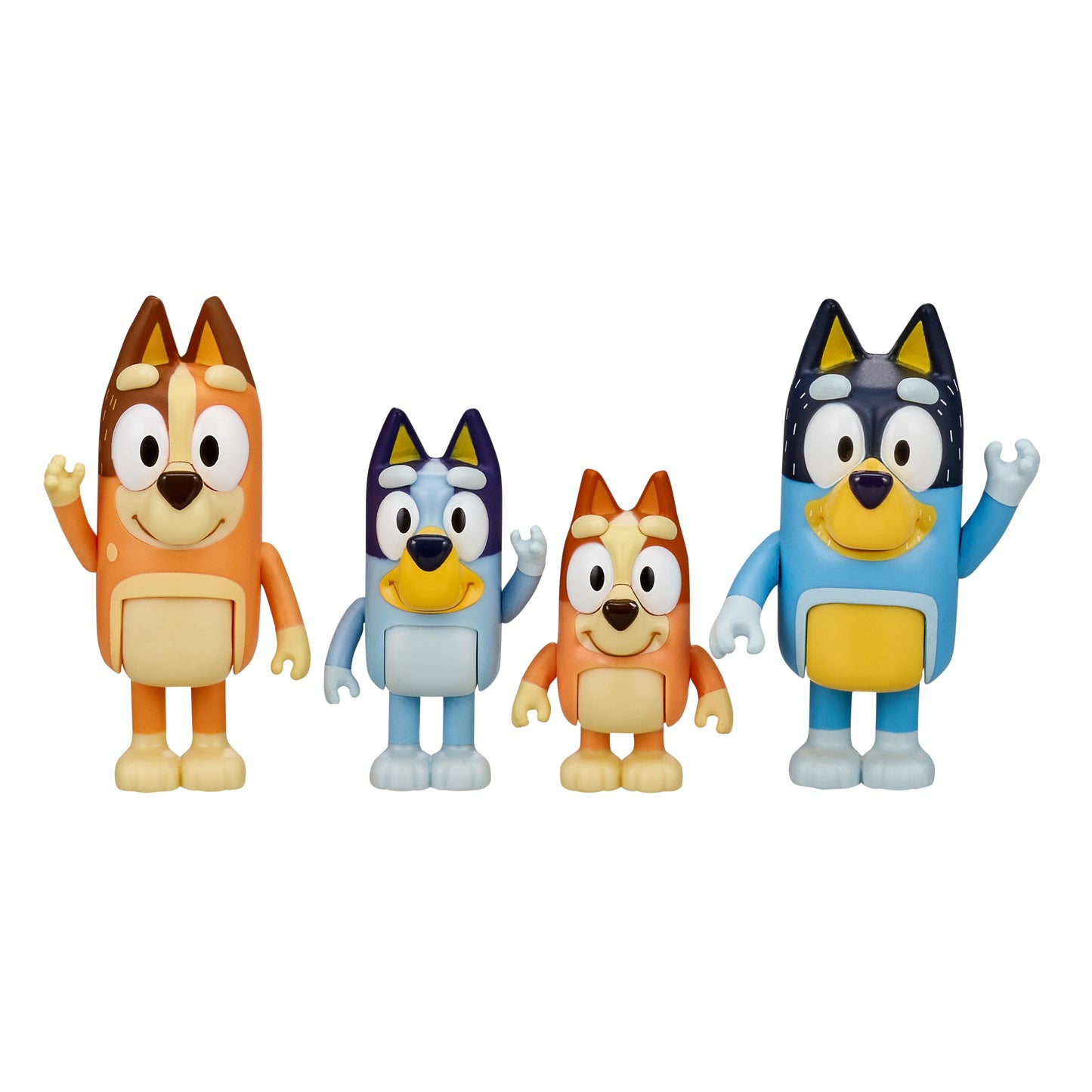 Bluey 13009 and Family: , Bingo, Bandit and Chilli 4 Figure pack Articulated Character Action Figures 2.5 inches Official Collectable Toy, Multicoloured