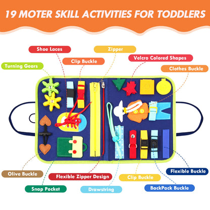 Hooku Busy Board for Toddlers, Montessori Toys for 3 Year Olds, Learning toys for 3 Year Olds, Baby Sensory Toys for 3 Year Old, Fine Motor Skills Toys, Toddler Travel Toys, Baby Gifts