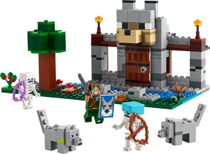 LEGO Minecraft The Wolf Stronghold - Castle Toy with a Character, 2 Skeleton Figures & 2 Wolves, plus Accessories incl. a Crafting Table - Gamer Gift for 8+ Year Old Boys & Girls - 21261