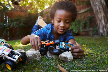 Hot Wheels Monster Trucks 2-Pack featuring assorted styles of Demolition Doubles toy vehicles in 1:64 scale.