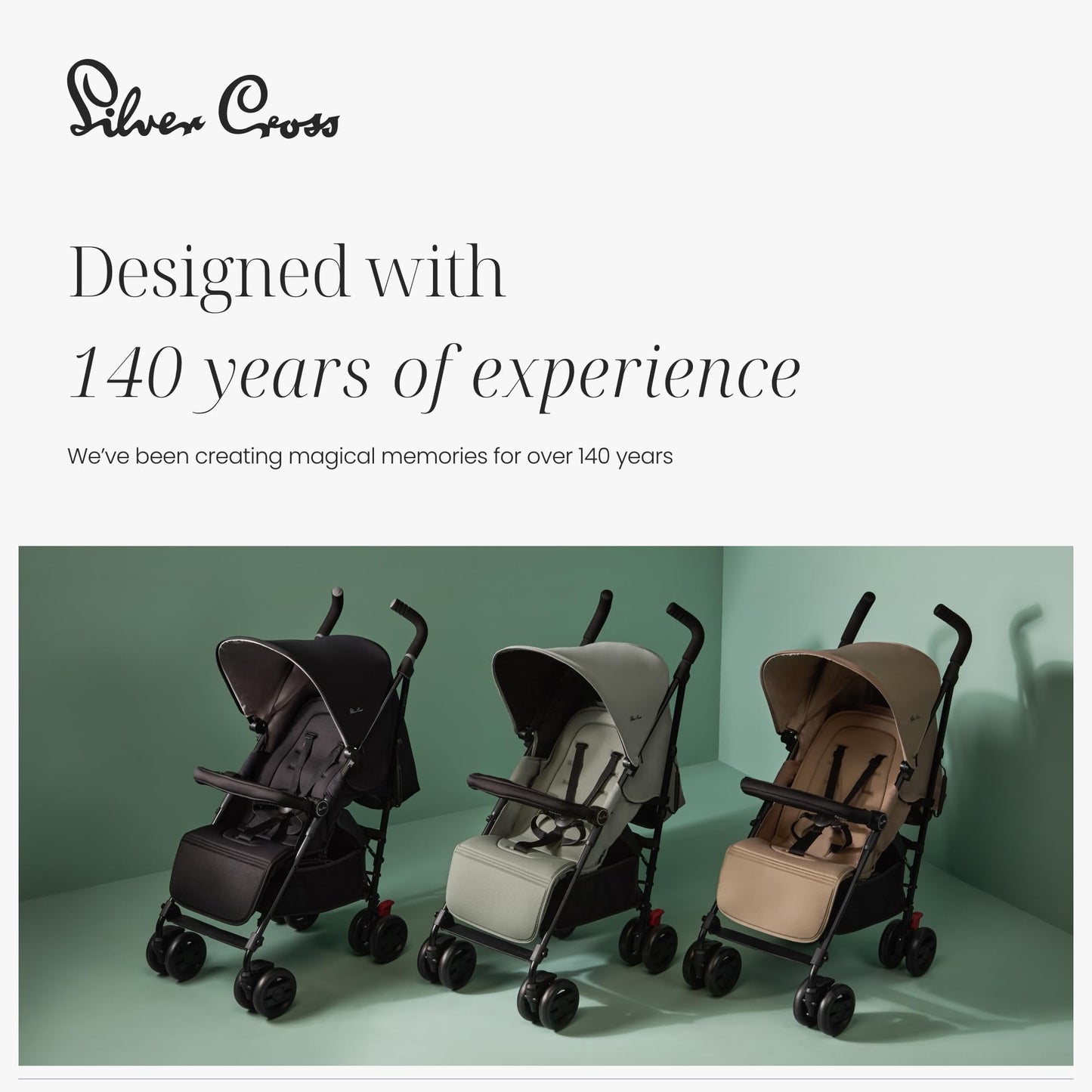 Silver Cross - Pop 2 Pushchair - Foldable Travel Stroller - Buggy - Adjustable/Lie Flat Seat - Newborn to 4 Years - Cobble