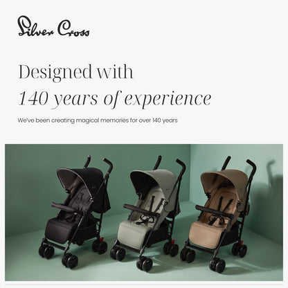 Silver Cross - Pop 2 Pushchair - Foldable Travel Stroller - Buggy - Adjustable/Lie Flat Seat - Newborn to 4 Years - Sage