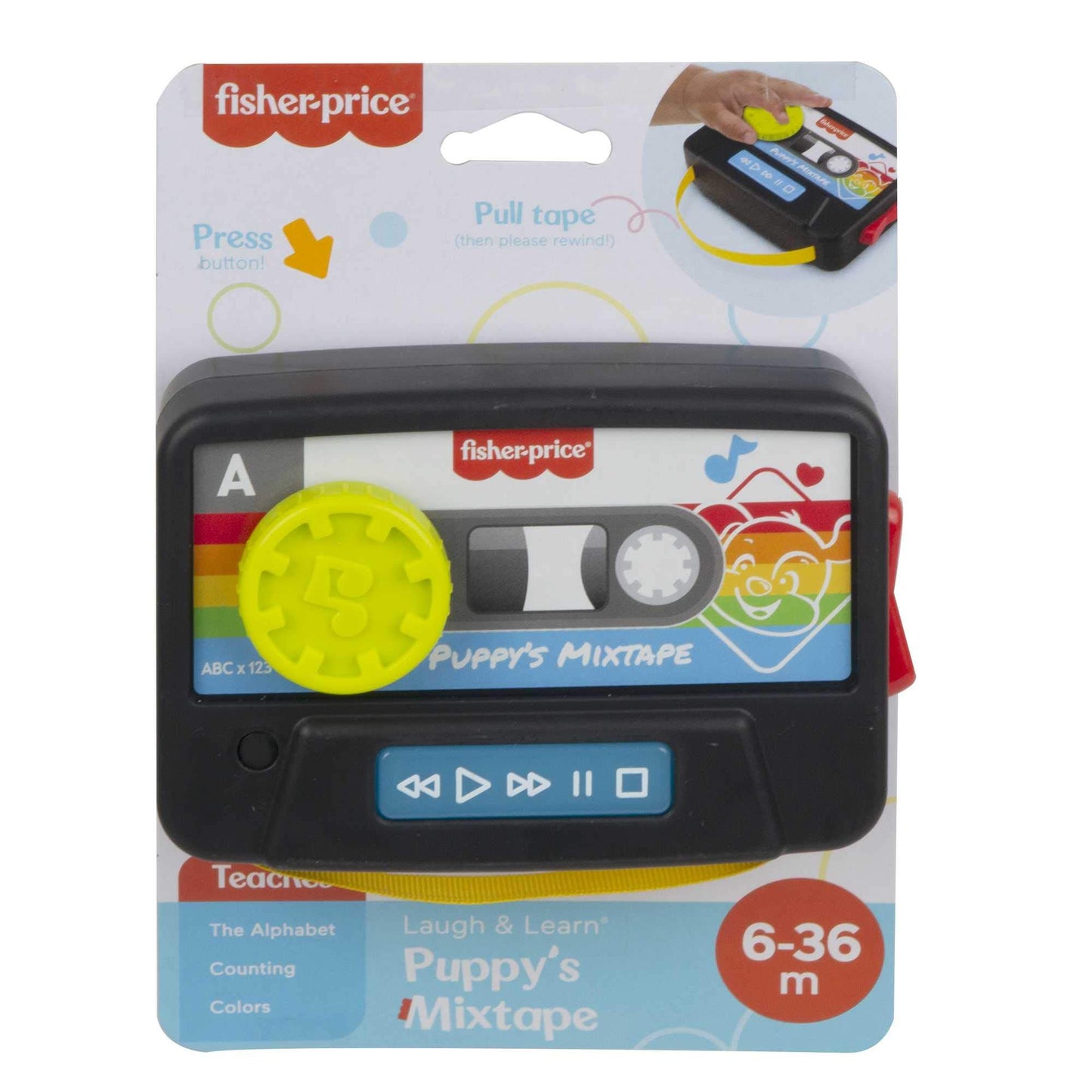 Fisher-Price Laugh & Learn Puppy’s Mixtape toy featuring colorful buttons and playful puppy design for early learning and fun.