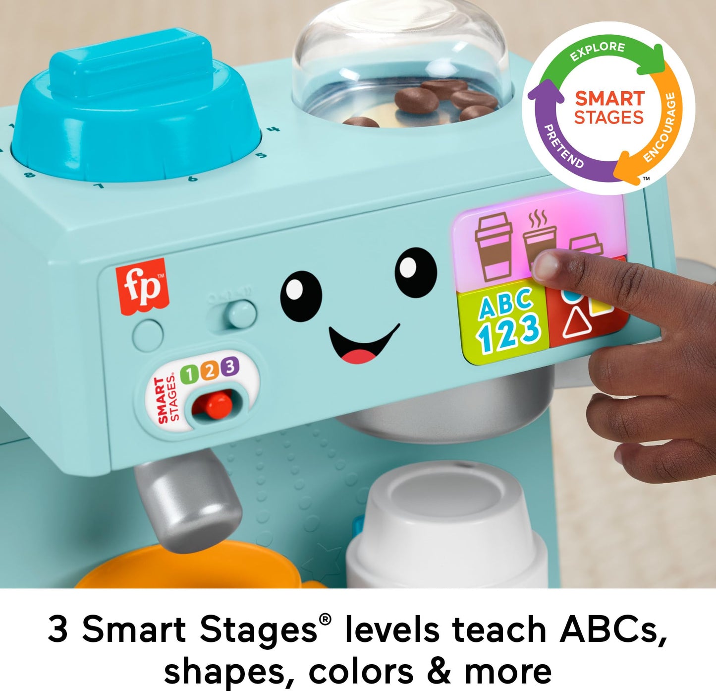 Fisher-Price Toddler Toy Laugh & Learn Coffee Café Musical Playset with Educational Songs & 10 Pretend Play Pieces for Kids Ages 18+ Months, HTW96