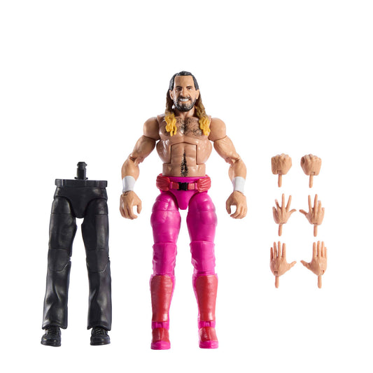 Mattel WWE Elite Collection Action Figure & Accessories, Premium Live Event Seth “Freakin” Rollins Set, WrestleMania with Howard Finkel Build-A-Figure Parts, JCJ51