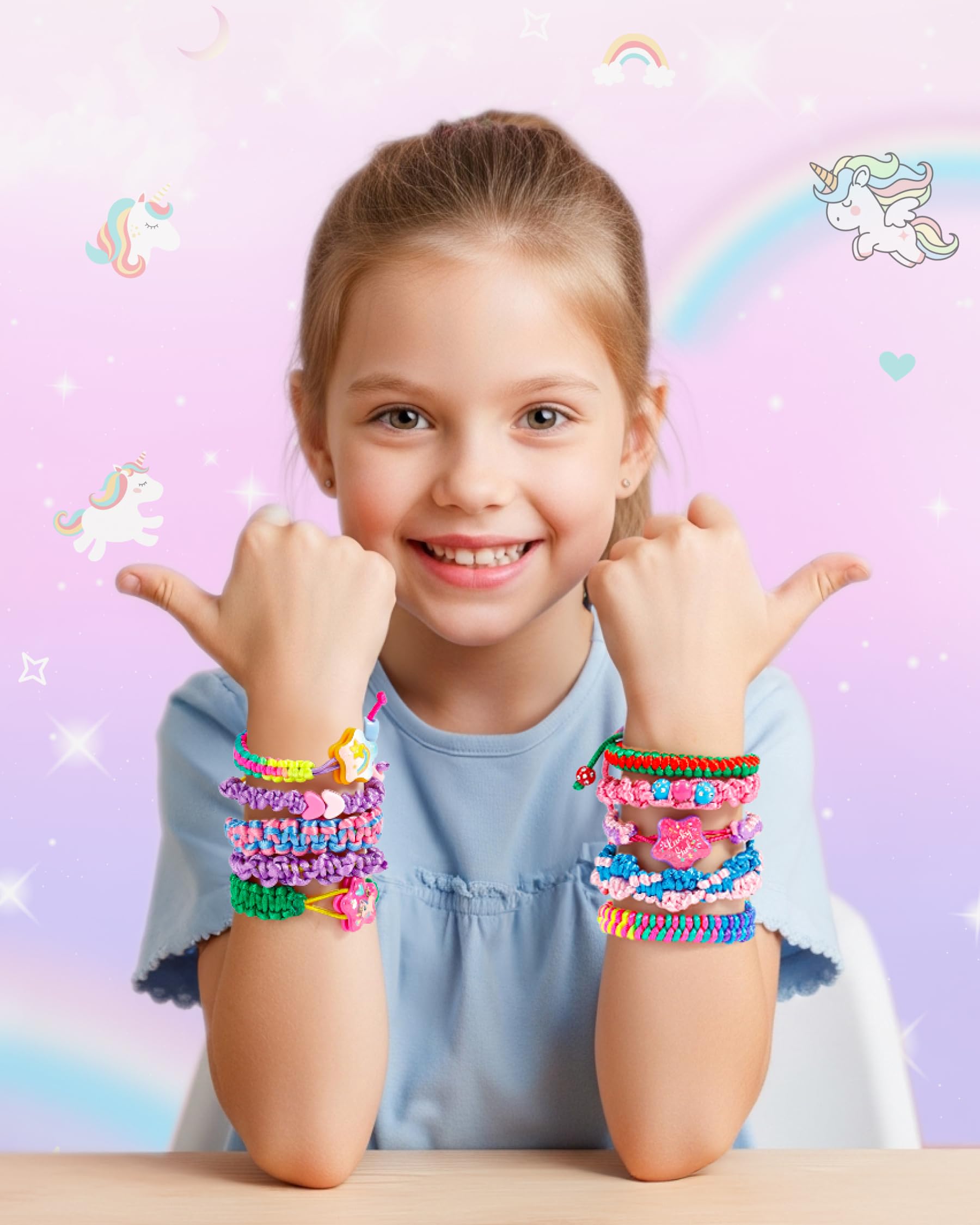 Caydo 2-in-1 friendship bracelet and keychain making kit for girls, with colorful strings and crafting tools for DIY jewelry projects.