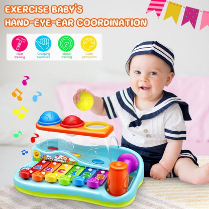 Kaysaitoy baby xylophone toy for 1-year-olds, colorful musical instrument with hammer for early learning and fun.