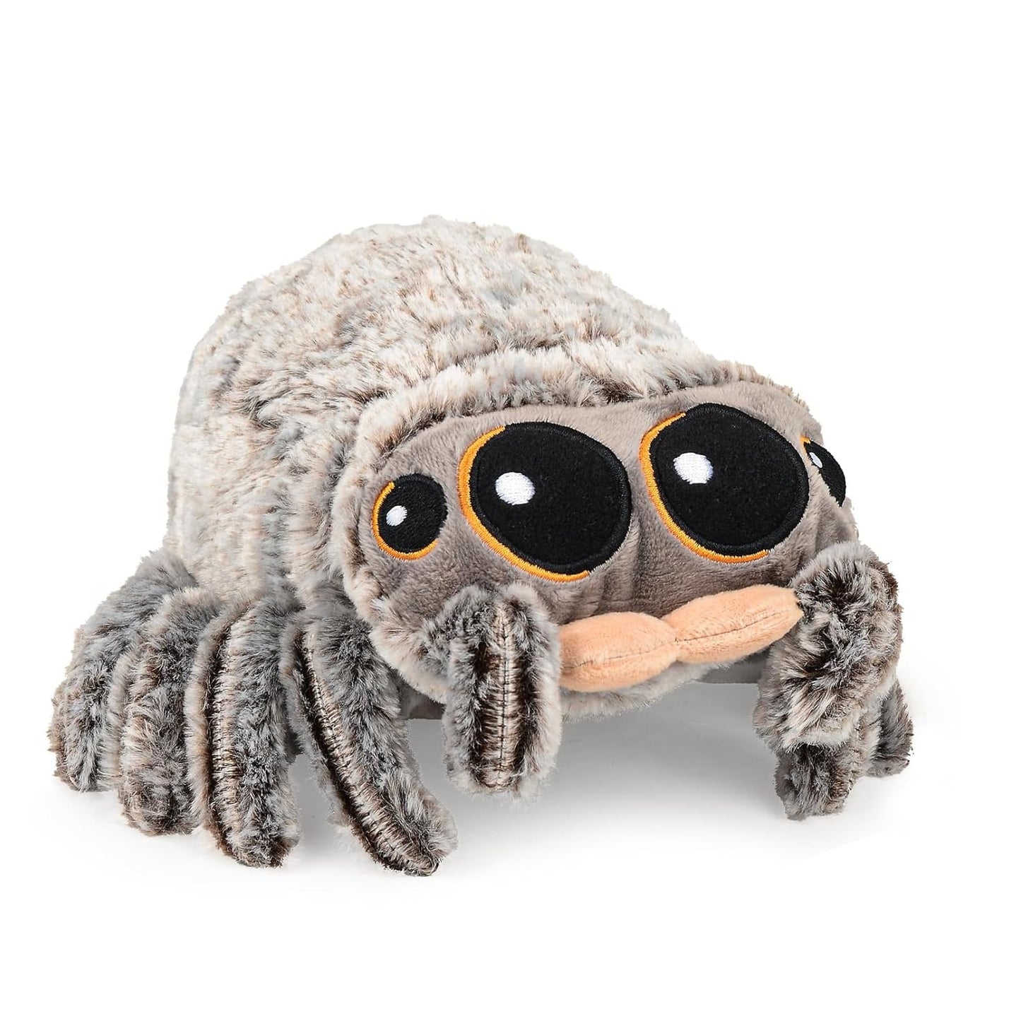 CelestiMingle 8.2-inch soft plush spider toy with big eyes, realistic design, perfect for Halloween, Christmas, or birthday decorations.