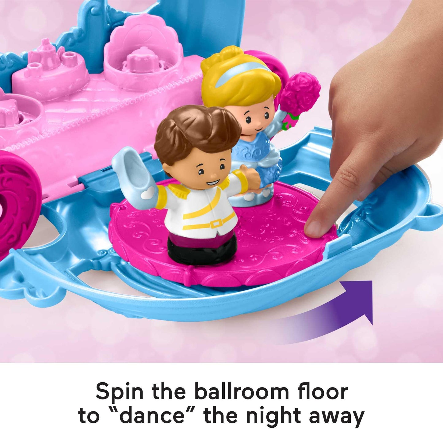 Fisher-Price Little People Toddler Toy Disney Princess Cinderella’s Dancing Carriage Playset with Figures for Pretend Play Ages 18+ Months, HGP76