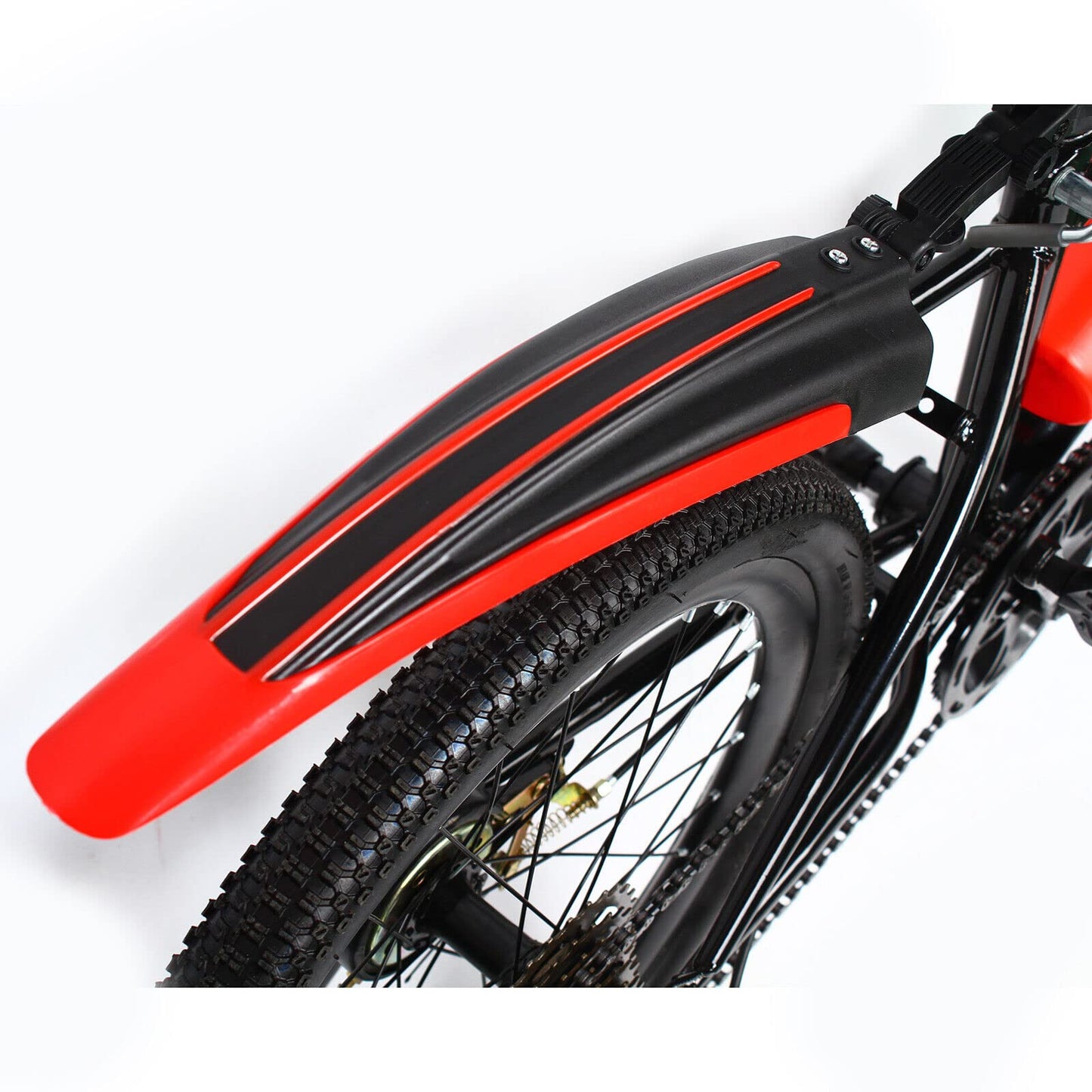 WSIKGHU 20 Inch Mountain Bike 7 Speed Front and Rear Dual Brake Height Adjustable Bicycle with Fenders, Water Bottle and Compass for 130-150CM, Max 85KG (Pre-Assembled 85%) (Red)