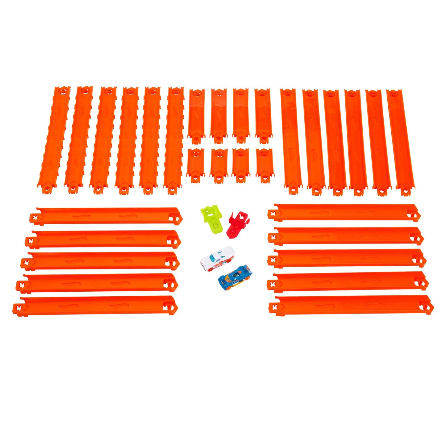 Hot Wheels Toy Car Track Set, Track Creator Deluxe Pack & 2 1:64 Scale Die-Cast Vehicles, 25 Feet of Different Length Speed Snap Track & Connectors, JDW42