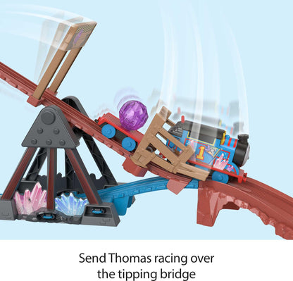 Thomas & Friends Motorized Toy Train Set Crystal Caves Adventure with Thomas, Tipping Bridge & 8 Ft of Track for Preschool Kids Ages 3+ Years, HMC28