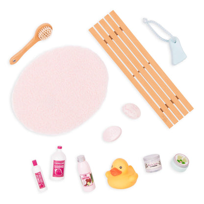 "Our Generation 70.37473Z Cute Bath and Bubbles Set Toy, Splish-splash in the bath with Tub Set for 18-inch dolls, 41.2 x 21.2 x 42.5 Dimension: 3.4 Kgs"