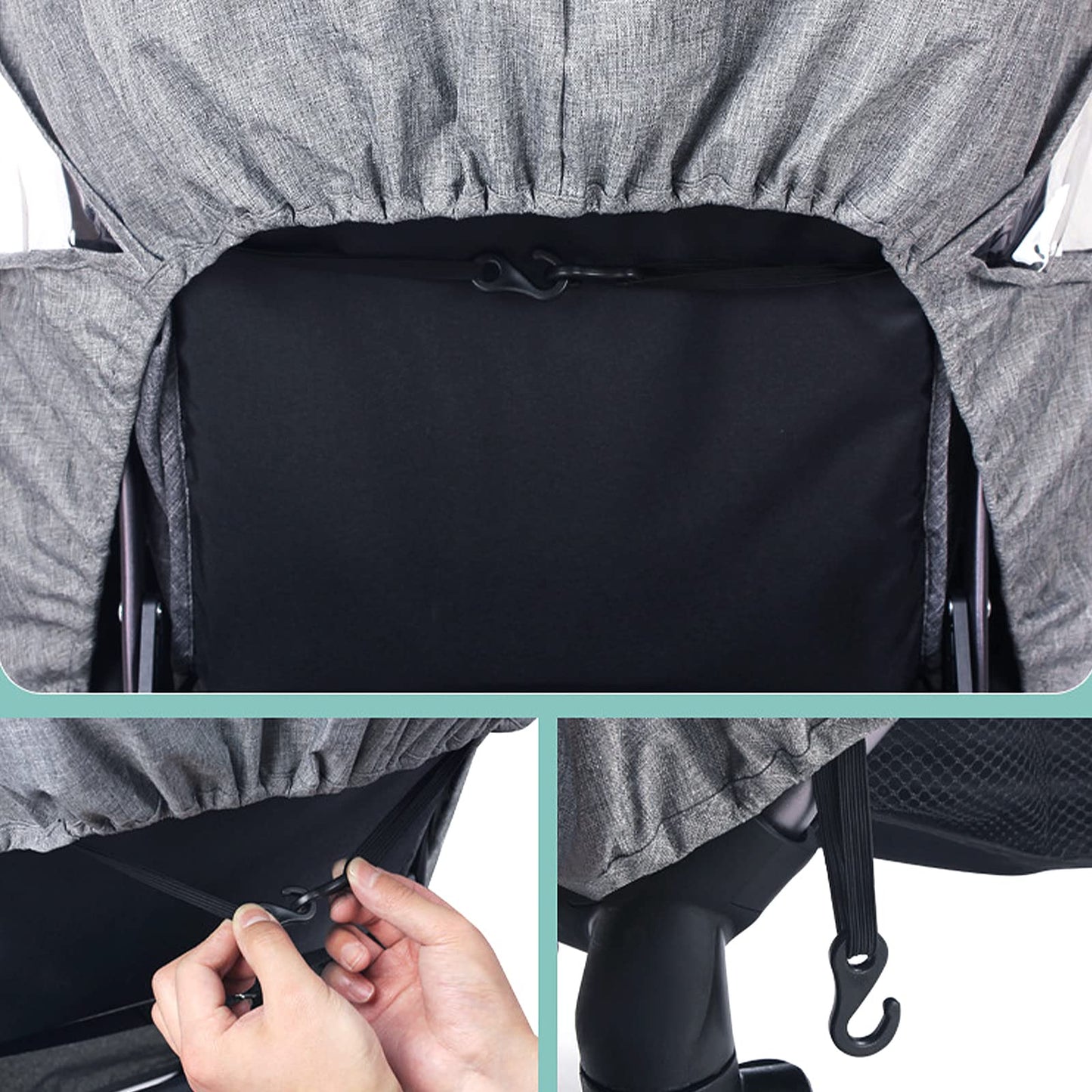 Universal Stroller Rain Cover for Pushchair Pram Buggy Rainproof Dustproof Windproof Rain Cover with Canopy and Zipper Door Easy Baby Lift in and Out (#6:Grey-Universal Stroller raincover)