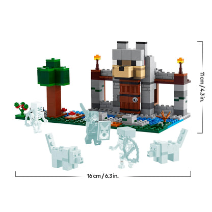 LEGO Minecraft The Wolf Stronghold - Castle Toy with a Character, 2 Skeleton Figures & 2 Wolves, plus Accessories incl. a Crafting Table - Gamer Gift for 8+ Year Old Boys & Girls - 21261