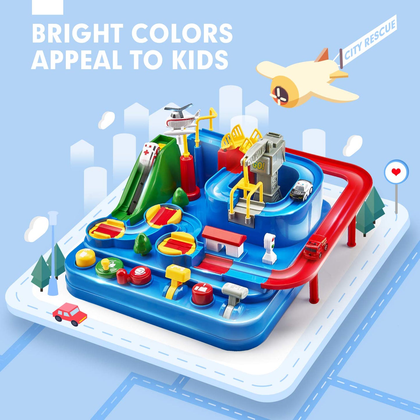 hahaland Kids Toys for 3 Year Old Boys Car Race Track Boys Toys Age 3 4- Large