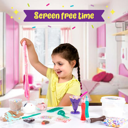 Original Stationery Ice Cream Slime Playshop kit with colorful slime, waffle molds, and fun ice cream toy accessories for kids.