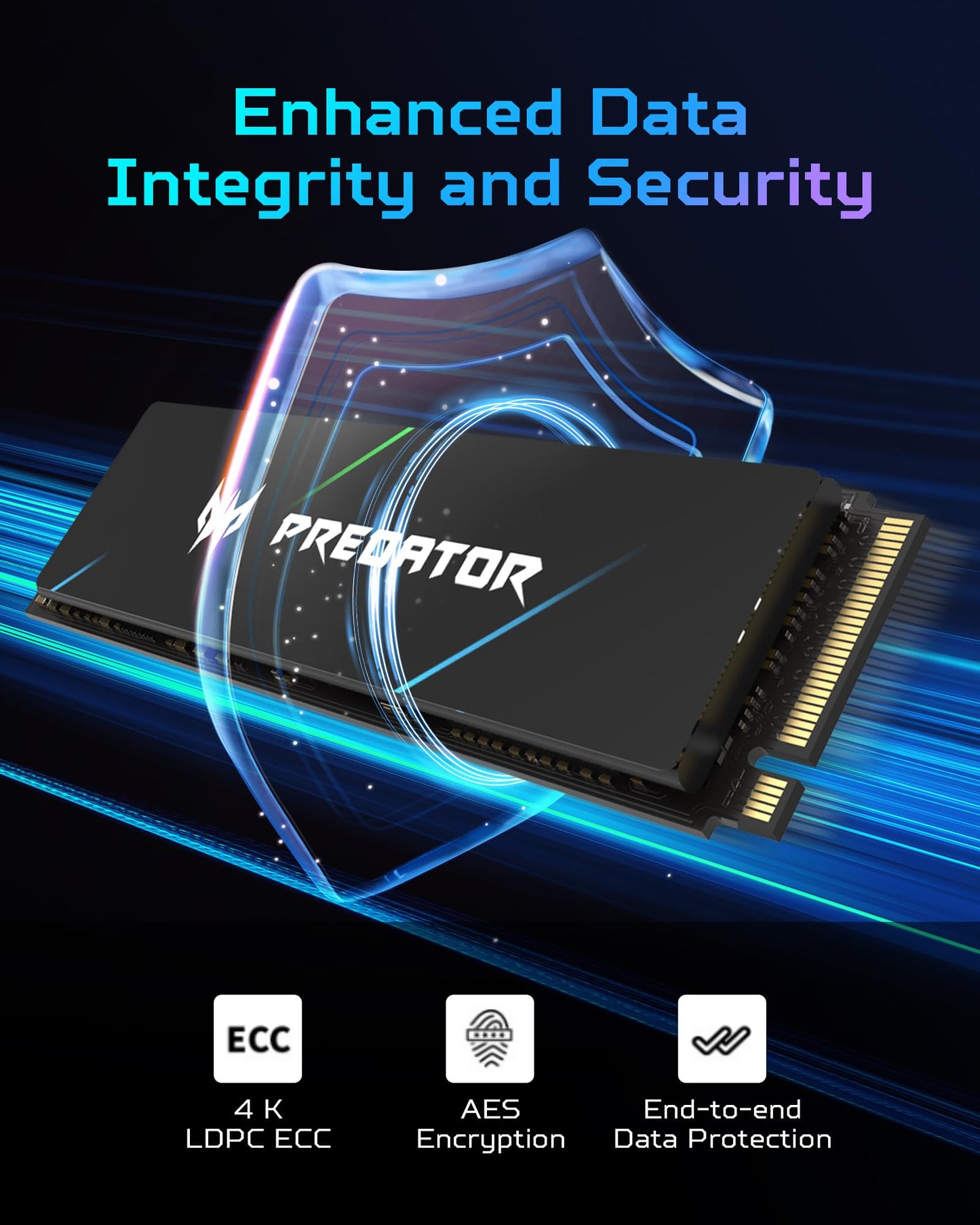 Acer Predator GM7000 1TB PCIe Gen4x4 NVMe M.2 SSD with DRAM cache, showing the internal solid state drive for gaming storage.