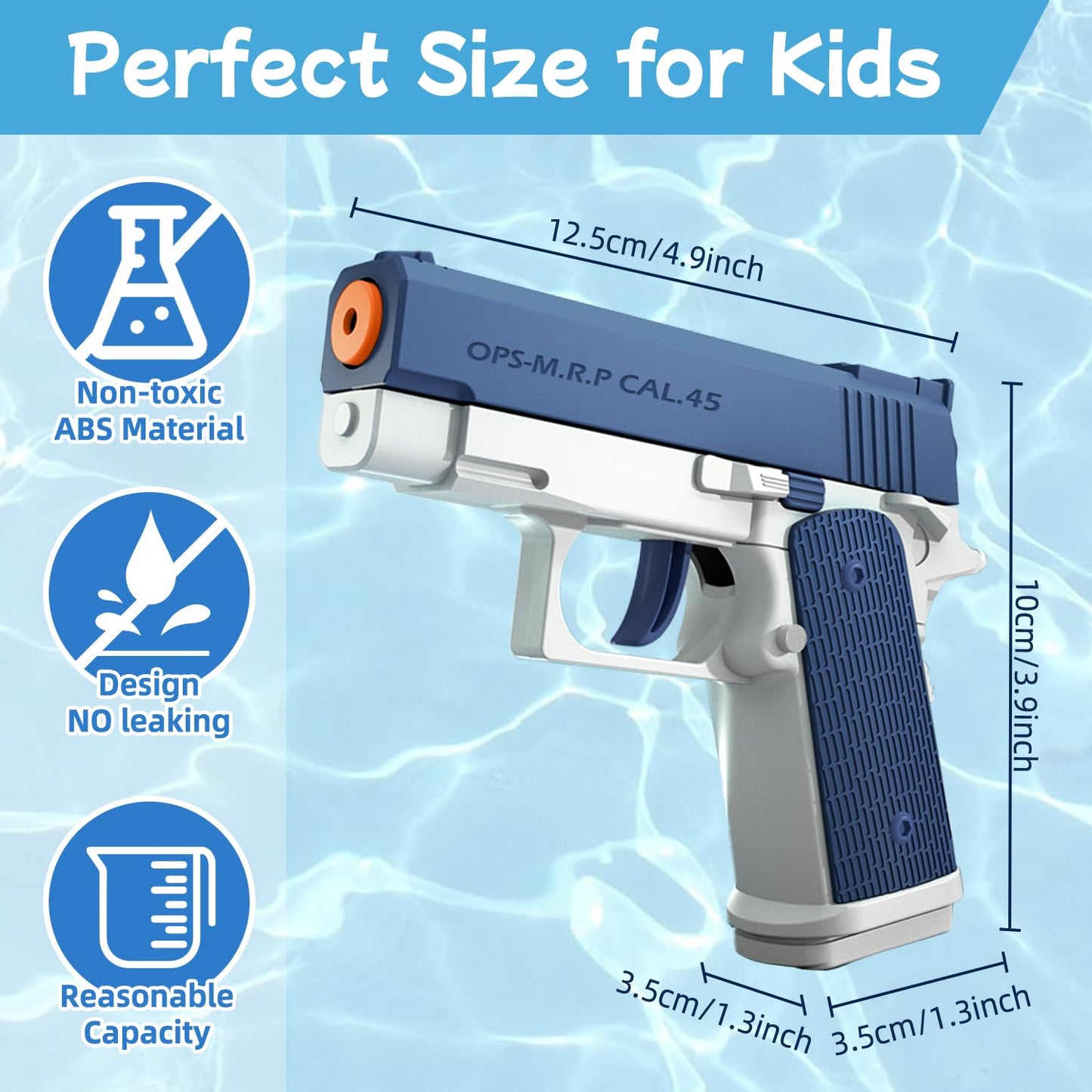 Two Neoot water guns for kids, small manual water soaker toys, perfect for summer pool and beach water fight play.