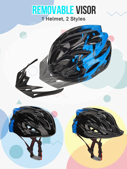 Kids Helmet, RaMokey Kids Bike Helmet With Light, Boys Girls Bike Helmet Age 3-14, Adjustable Child Helmet (50-59CM) for Bicycle Scooter Skating Cycle