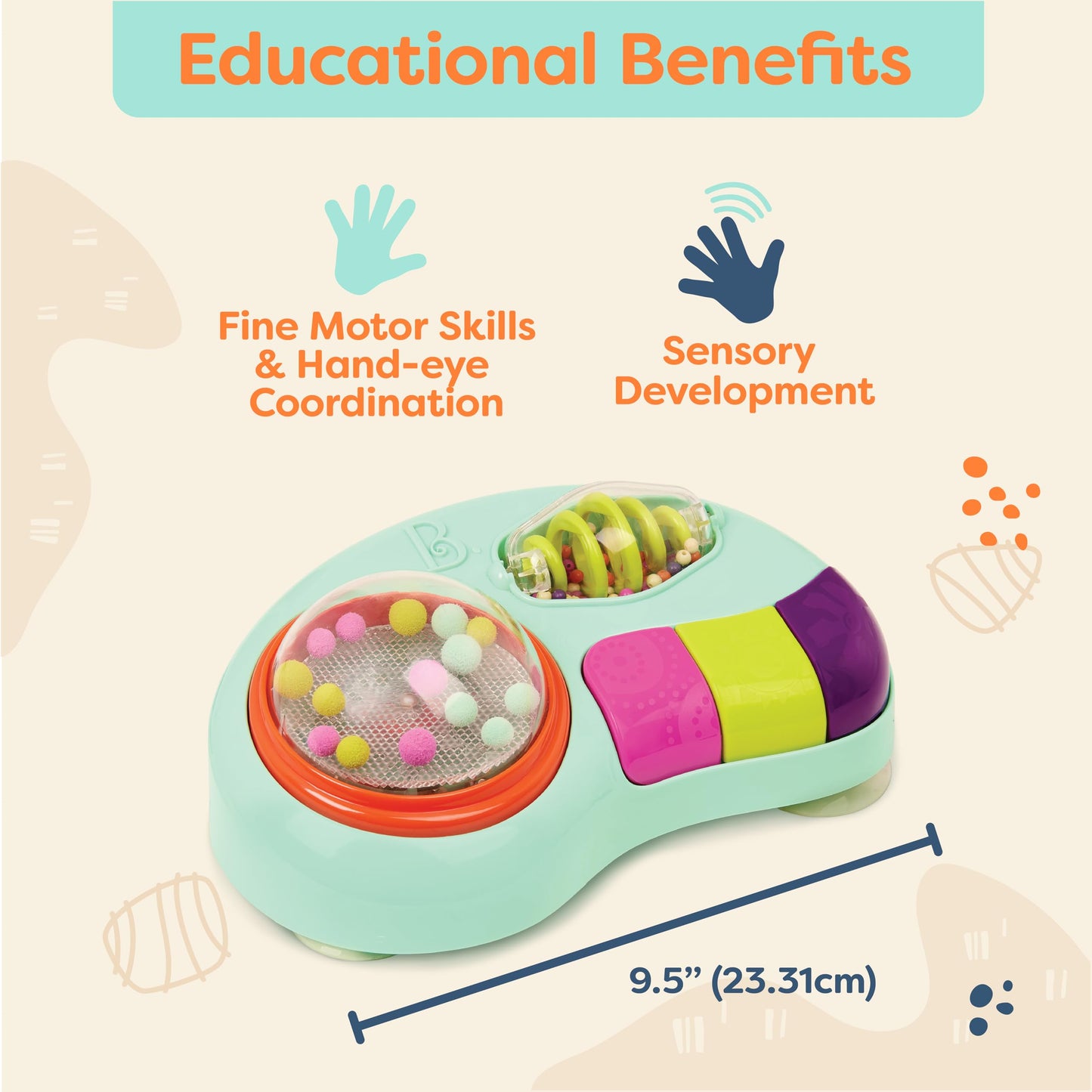 B. toys – Baby Activity Station – High Chair Suction Cup Toy with Music & Lights – Sensory Activity Center – Developmental Toys for Babies, Infants – whirly pop – 6+ Months