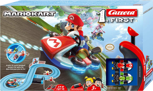 Multicolored Carrera FIRST Mario Kart Yoshi toy car from Nintendo featuring bright, detailed Yoshi design for kids.