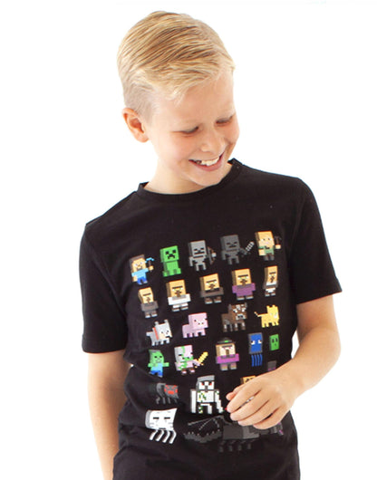 Minecraft Sprites Boys' Short-Sleeved T-Shirt - Black - 6-7 Years