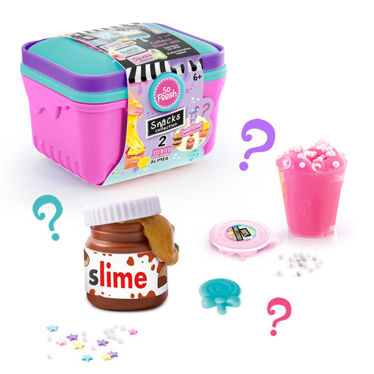 Colorful DIY mini market case with Canal Toys slime shakers, fun mess-free slime for kids, and collectible mini market accessories.