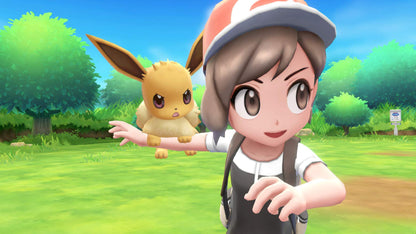 Nintendo Pokémon Let’s Go, Eevee! game for Nintendo Switch, featuring Eevee on the game cover with colorful artwork.