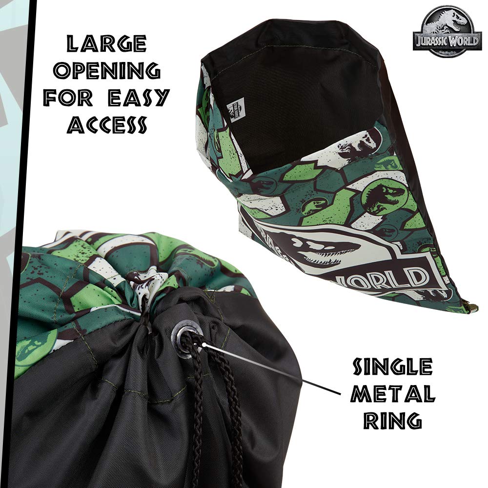 Jurassic World Drawstring Bag, Boys String Bag For School, Gym, Travel, Swimming, Kids Dinosaur Gifts