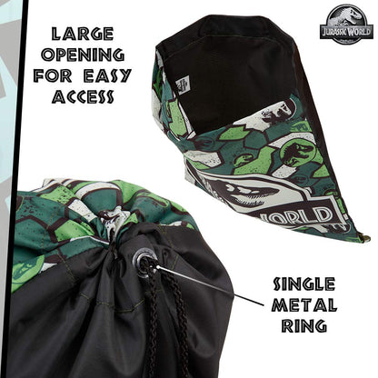 Jurassic World Drawstring Bag, Boys String Bag For School, Gym, Travel, Swimming, Kids Dinosaur Gifts