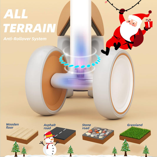 XJD baby balance bike for toddlers, brown, designed for 10-24 months, featuring no pedals and a sturdy frame.