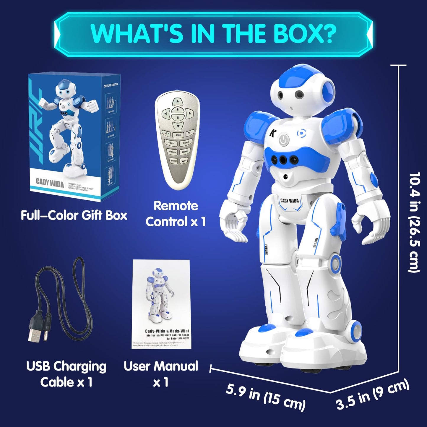 Pup Go Smart RC AI Robot Toy for Kids 3+, Early for Boys, Singing Dancing Interactive Talking Gesture Sensing Remote Control, STEM Educational Autistic (Blue)