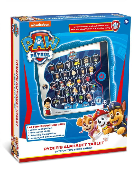 Paw Patrol Toys,Paw Patrol Ryder's Alphabet Tablet Toy for Kids - Helps Child Develop Words and Sound Recognition, Listening - Featuring 5 Fun Interactive Activities, 3+ Years,Blue