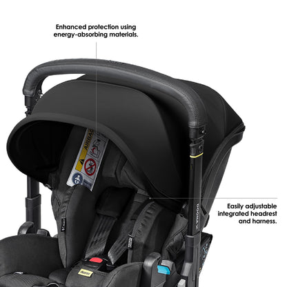 Doona X Baby Car Seat & Travel Stroller Nitro Black - Convertible 0+ Car Seat and Pram with 3 Recline Positions - Ergonomic Pushchair and Travel System - ISOFIX Base Sold Separately