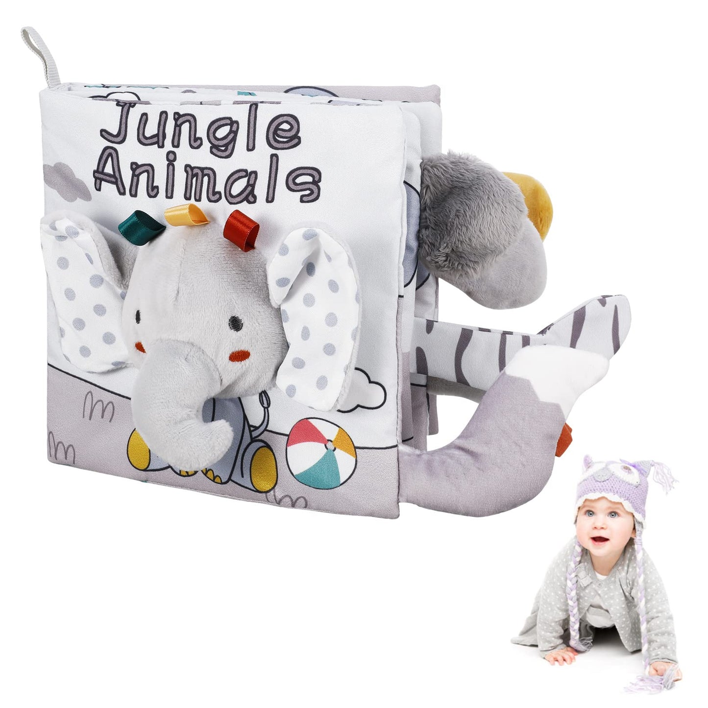 Baby Books, Soft Crinkle Cloth Sensory Toy High Contrast Soft Book, Fabric Touch and Feel Activity Early Development Toy Infant Boy Girl Shower Present