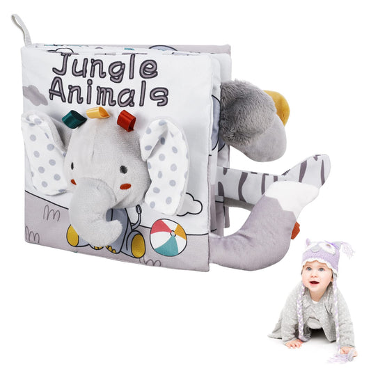 Baby Books, Soft Crinkle Cloth Sensory Toy High Contrast Soft Book, Fabric Touch and Feel Activity Early Development Toy Infant Boy Girl Shower Present