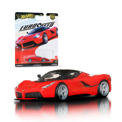 Hot Wheels Car Culture Vehicle, Eurospeed LaFerrari Model, Premium 1:64 Scale Die-Cast Toy Car with Real Riders Tires and Metal/Metal Body & Chassis, JBK55