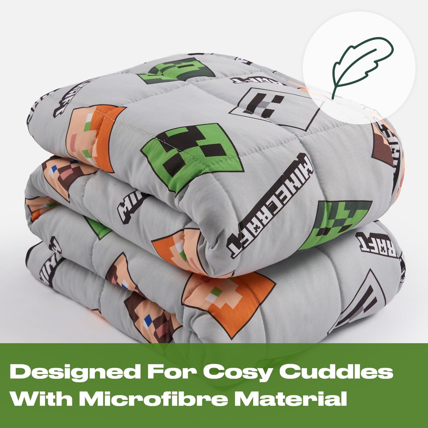 OHS Minecraft Blanket Weighted for Adults 3kg, Microfibre Reversible Calming Blanket Sleep Therapy Anxiety Relief Minecraft Gifts Heavy Blankets, Grey - 150 x 100cm
