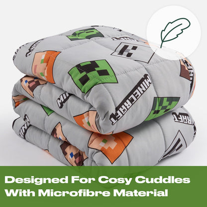 OHS Minecraft Blanket Weighted for Adults 3kg, Microfibre Reversible Calming Blanket Sleep Therapy Anxiety Relief Minecraft Gifts Heavy Blankets, Grey - 150 x 100cm
